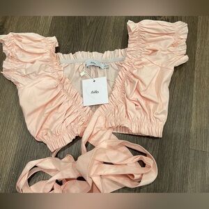 Pink tie top (New) (S)